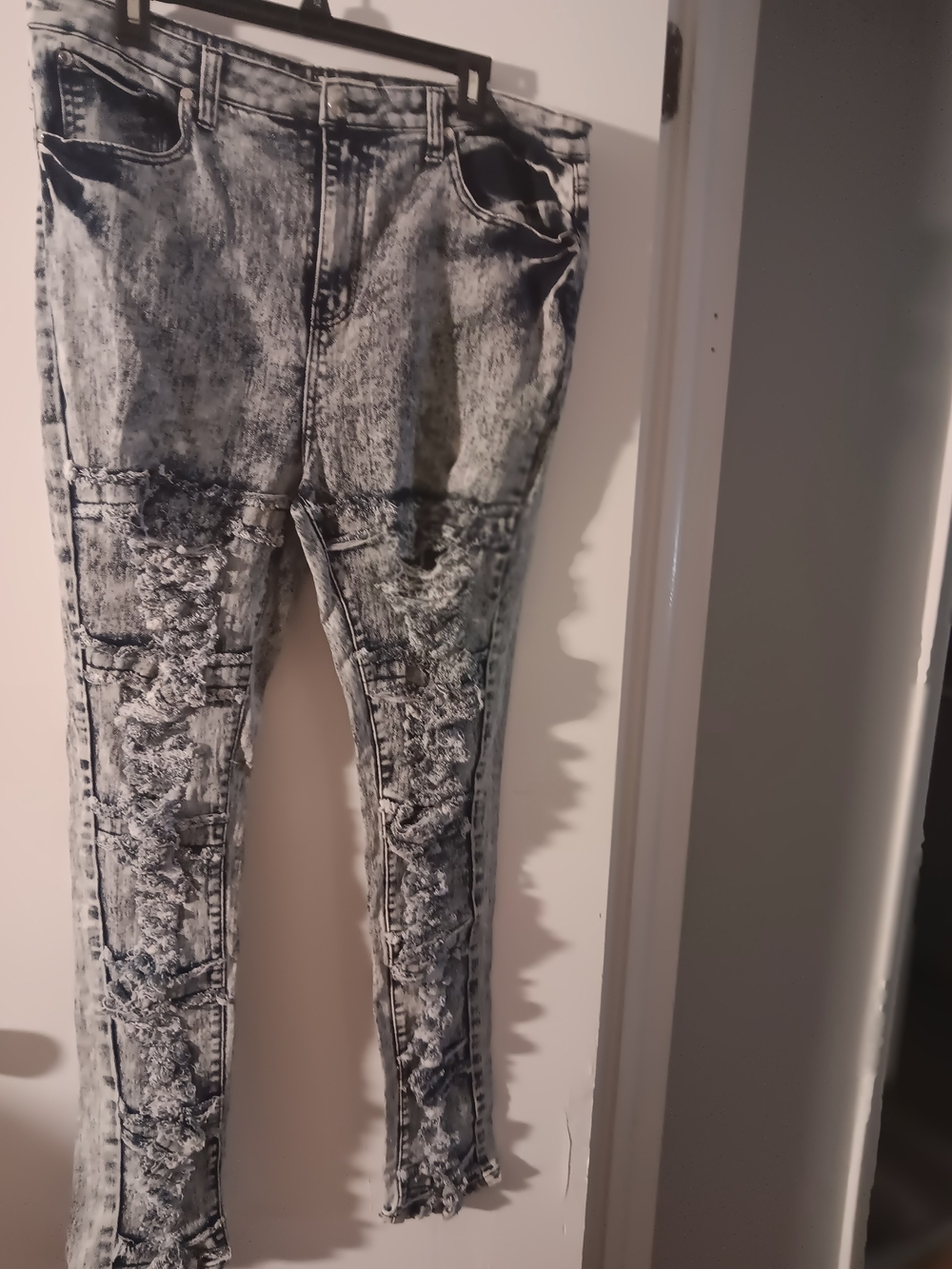cleo Black & White Acid Wash Skinny Jeans